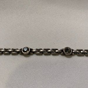 Silver chain bracelet, Smokey grey crystals